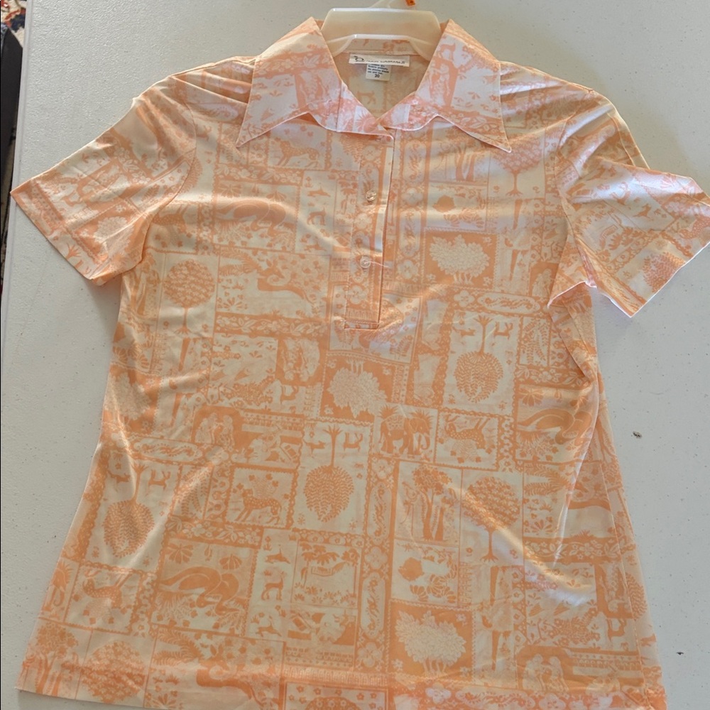 Vintage Peach Print Polo Shirt